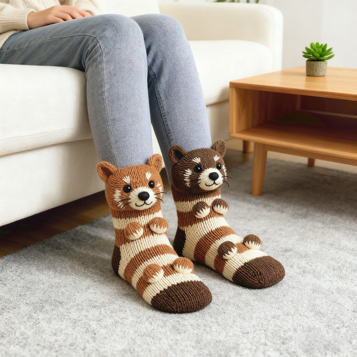 Cozy Racoon Hand Knitted Socks™